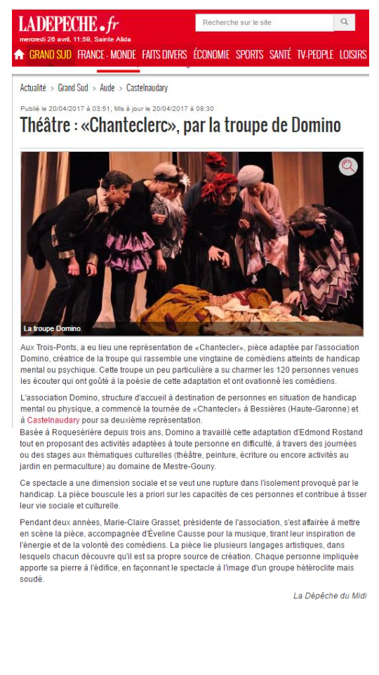 Chantecler Castelnaudary 20 Avril 2017 Ladepeche